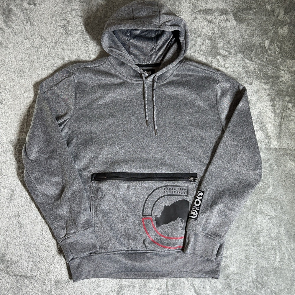 Ecko Unltd. Mens Hoodie Gray Logo Sweatshirt Size Medium Y2K Rhino